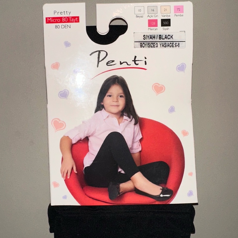 6-8 Years Old Girl Kids Black Color Tights Leggings